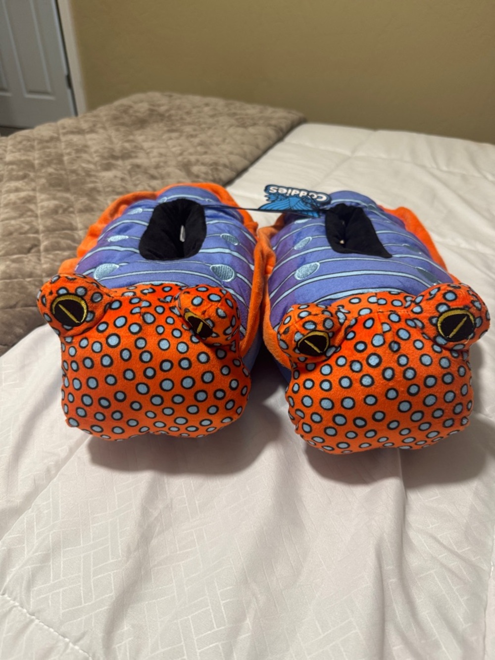 Orange and Blue Plush Animal Slip-On Shoes